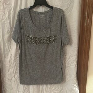 Lane Bryant Grey 'Trouble' Short Sleeve Tee